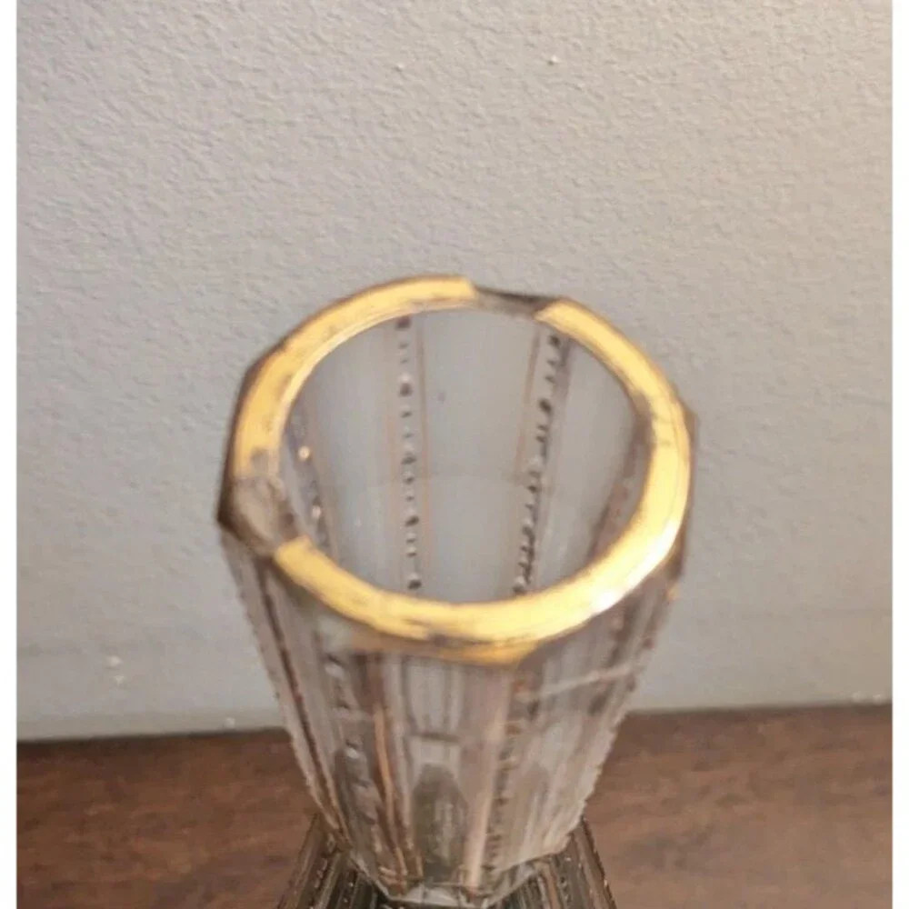 Antique Moser Decanter Crystal Cordial Clear-to-Green W Prism-Cut Body Rare